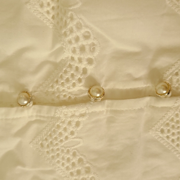 White delicate Meline Dress with pearl button - Picture 3 of 4